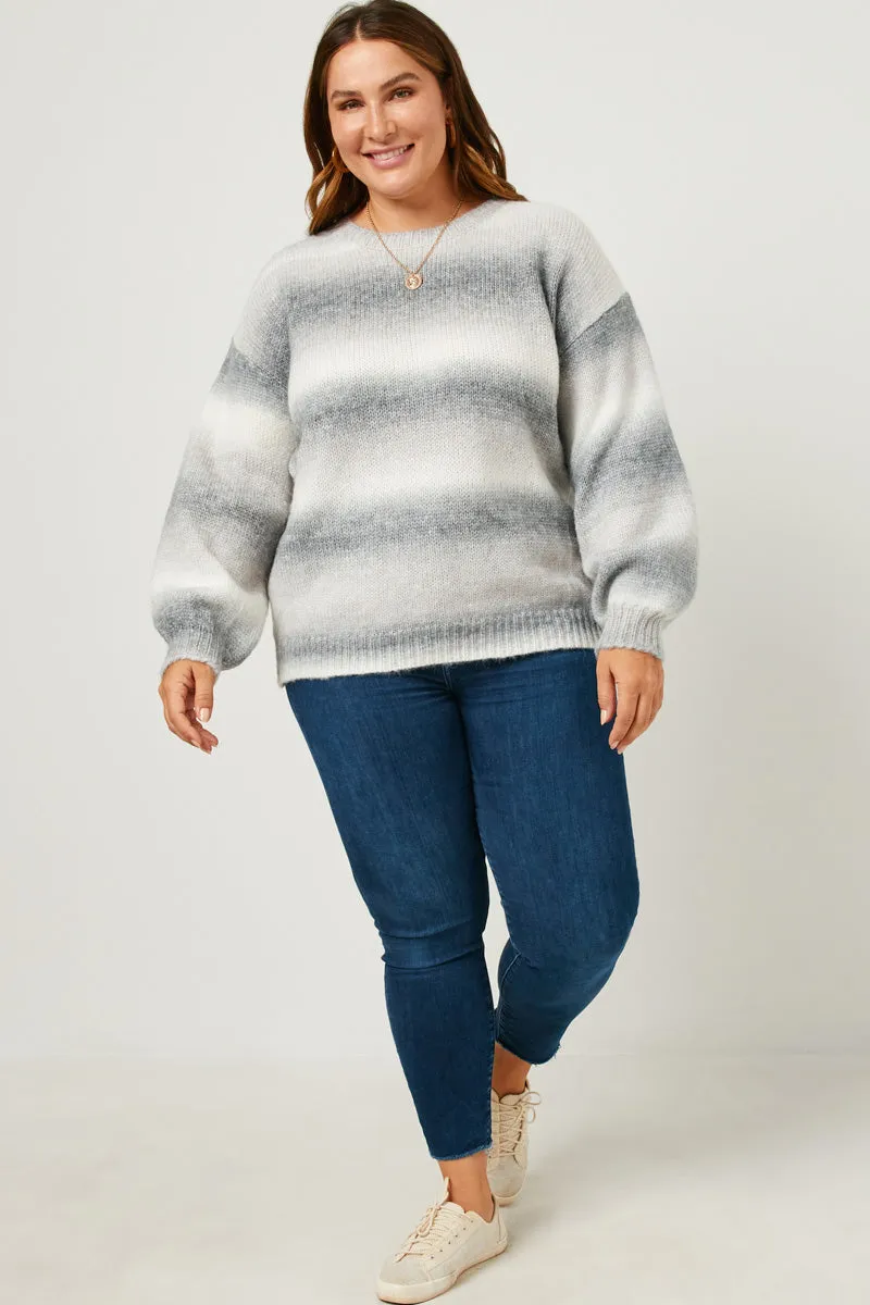 Womens Engineered Stripe Puff Sleeve Round Neck Pullover Sweater sold by Hayden product image thumbnail 2