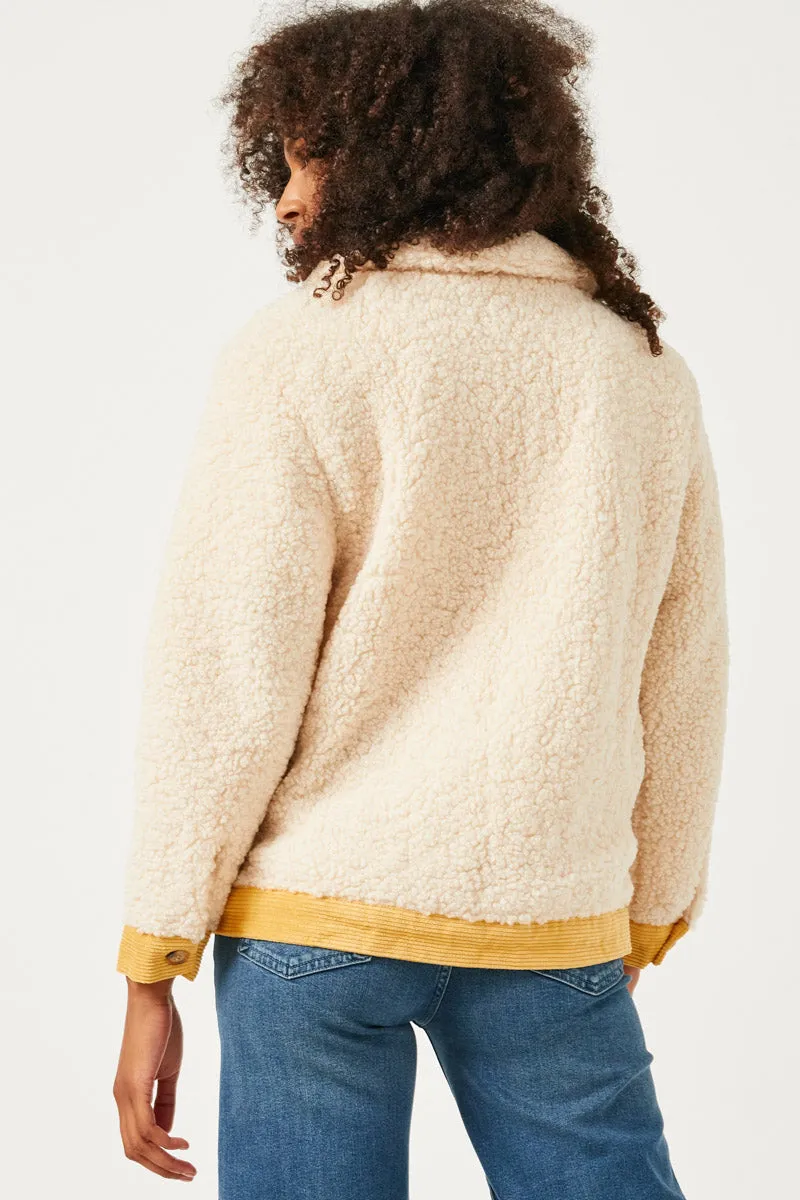 Womens Contrast Corduroy Trimmed Button Up Sherpa Jacket sold by Hayden product image thumbnail 5