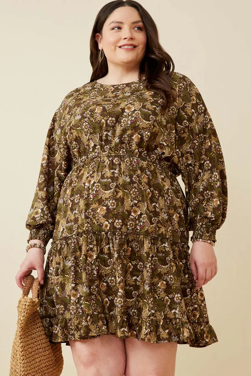 Womens Printed Dolman Sleeve Tiered Skirt Dress sold by Hayden product image thumbnail 2