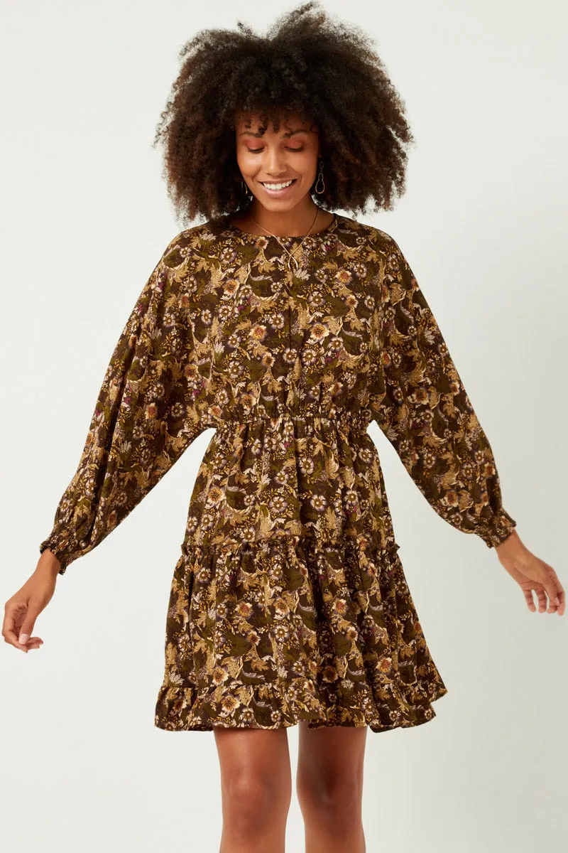 Womens Printed Dolman Sleeve Tiered Skirt Dress sold by Hayden product image thumbnail 3
