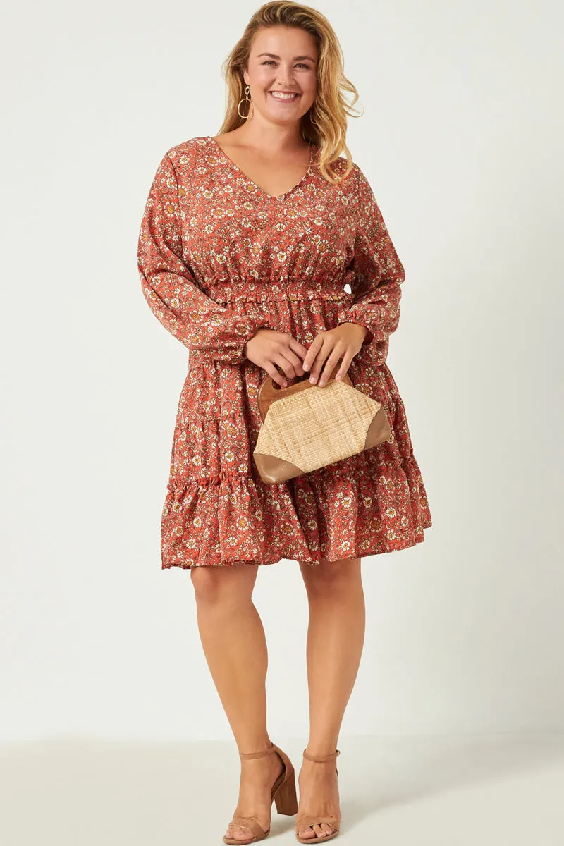 Womens Smocked Waist Ruffled Tiered V Neck Dress sold by Hayden product image thumbnail 2