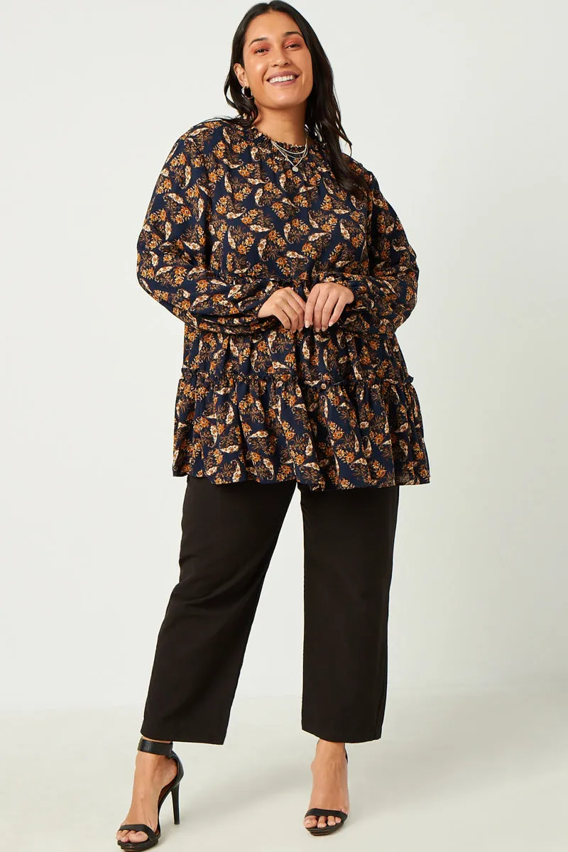 Womens Ruffle Tiered Smock Neck Paisley Print Top sold by Hayden product image thumbnail 2