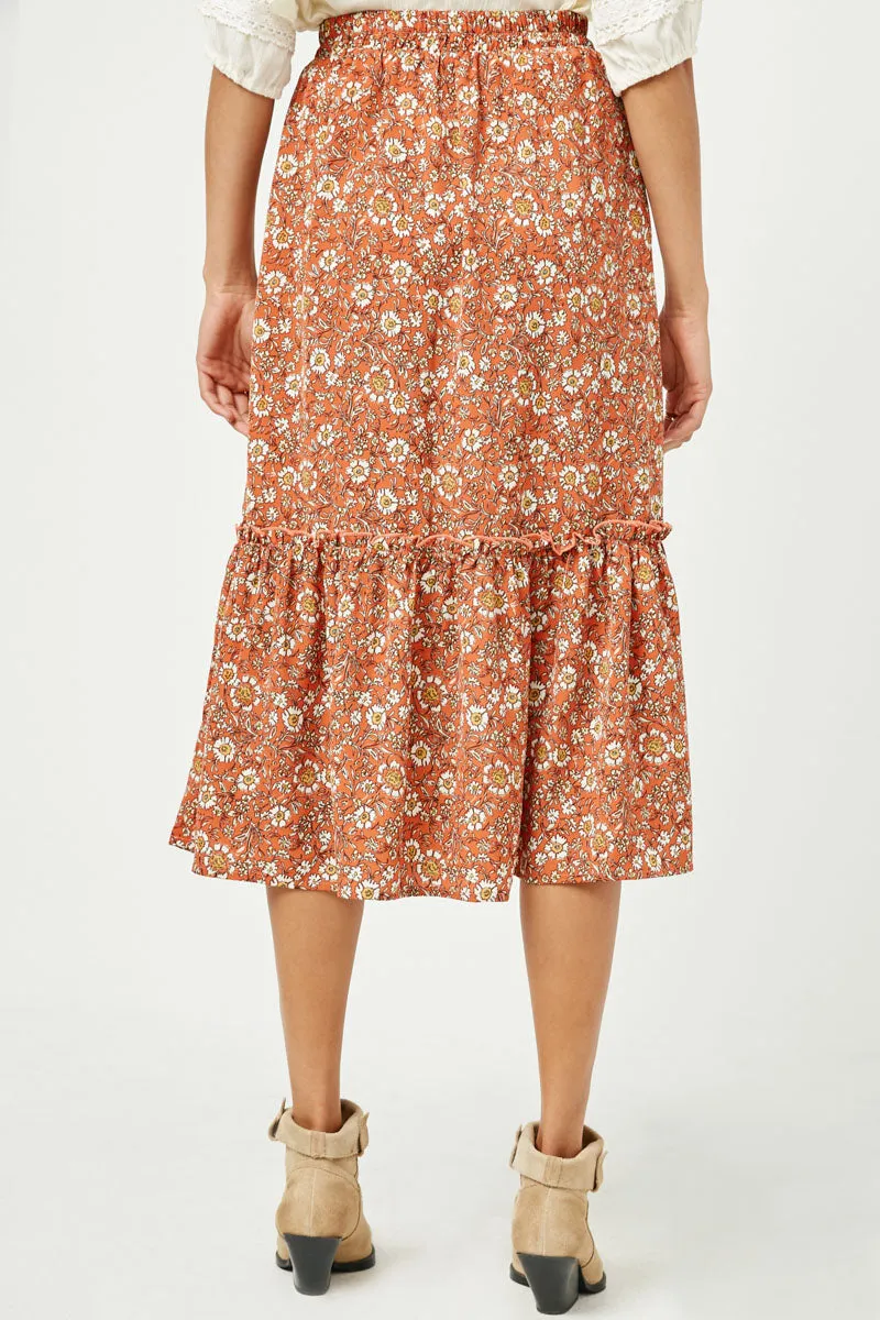 Womens Elastic Waist Floral Printed Ruffle Tier Skirt sold by Hayden product image thumbnail 5