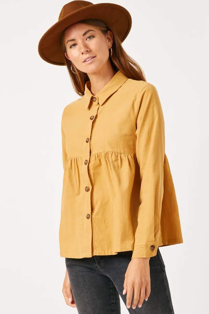 Womens Corduroy Button Up Peplum Shirt sold by Hayden product image thumbnail 4