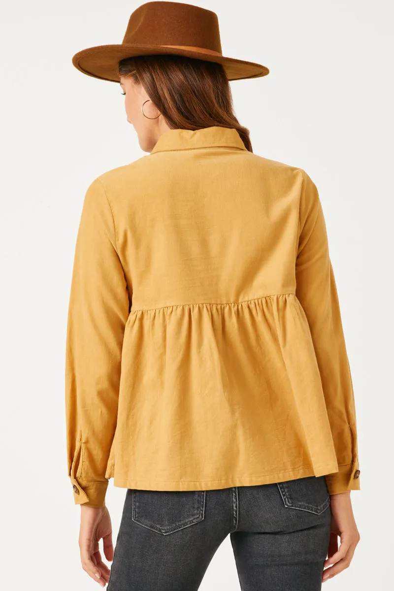 Womens Corduroy Button Up Peplum Shirt sold by Hayden product image thumbnail 5