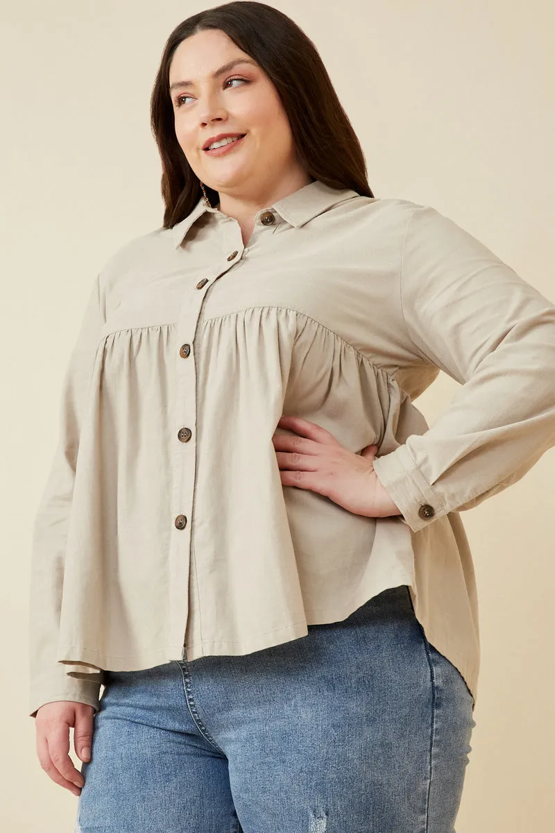 Womens Corduroy Button Up Peplum Shirt sold by Hayden product image thumbnail 2