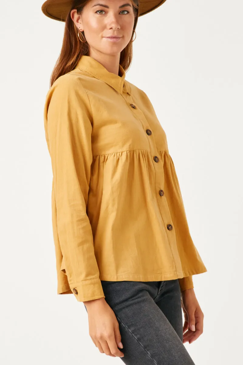 Womens Corduroy Button Up Peplum Shirt sold by Hayden product image thumbnail 3