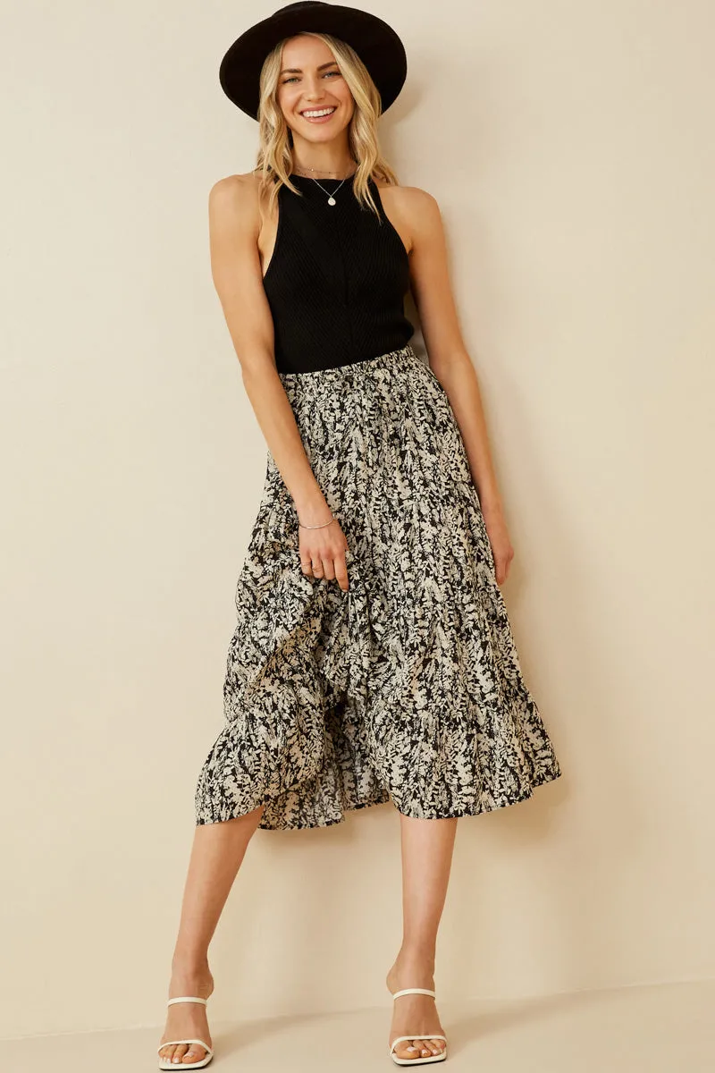 Womens Botanical Print Elastic Waist Tiered Skirt sold by Hayden product image thumbnail 4