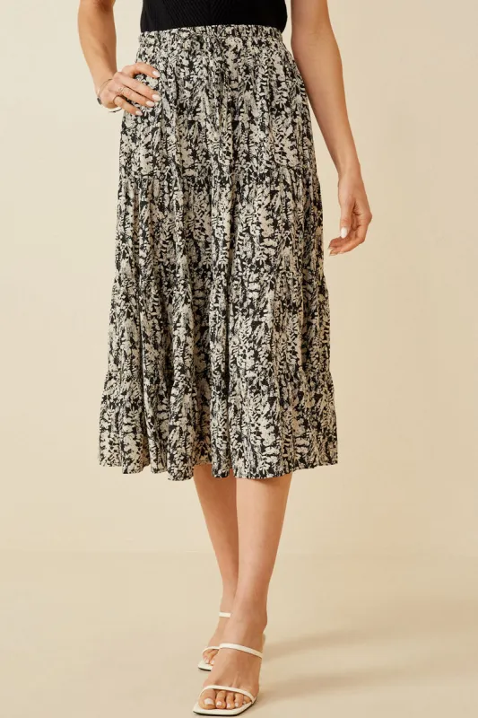 Womens Botanical Print Elastic Waist Tiered Skirt sold by Hayden