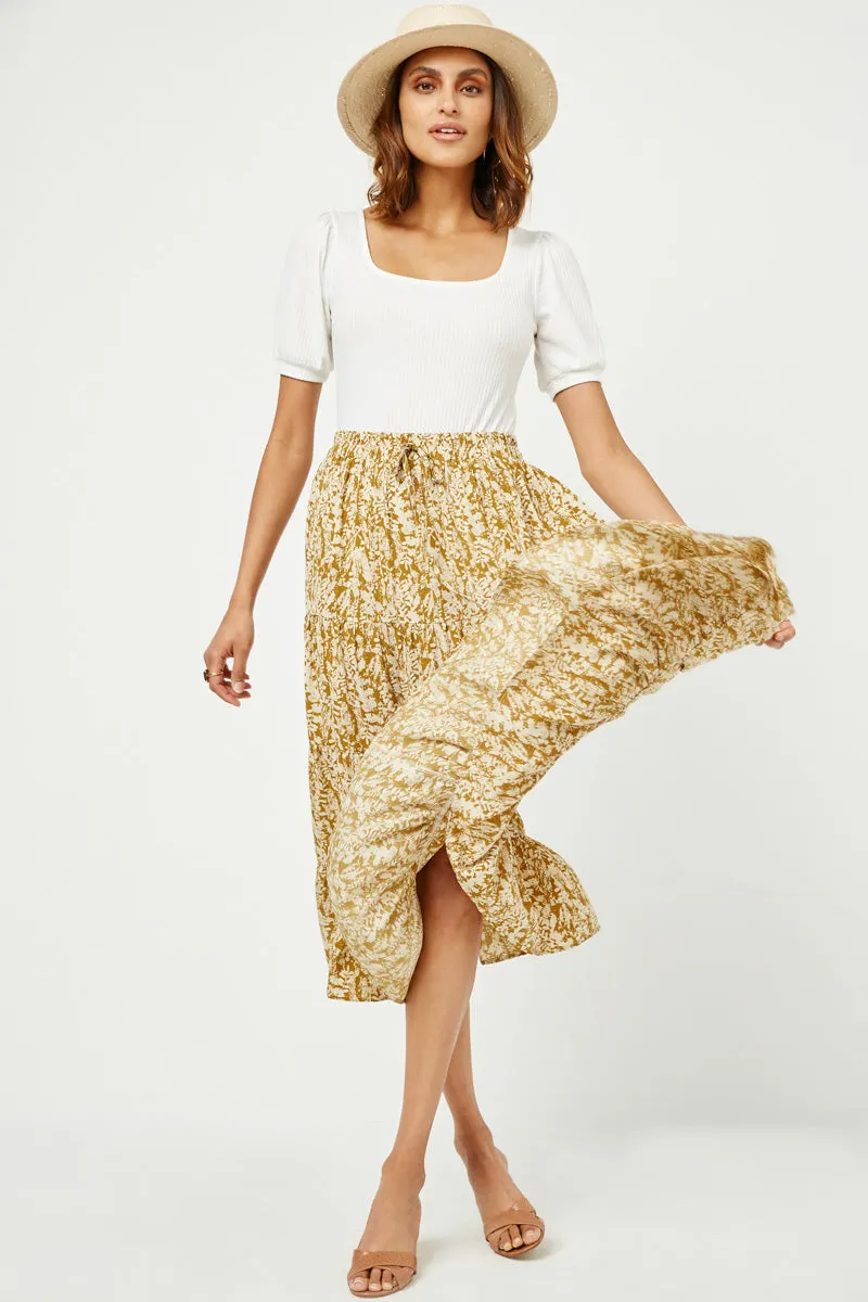 Womens Botanical Print Elastic Waist Tiered Skirt sold by Hayden product image thumbnail 5