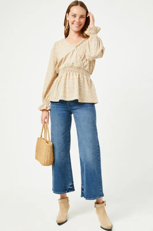 Womens Floral Suprlice Smocked Waist Top sold by Hayden