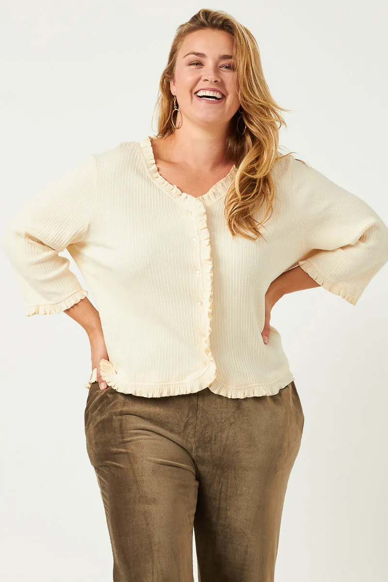 Womens Ruffled Placket And Cuff Buttoned Cardigan sold by Hayden product image thumbnail 2