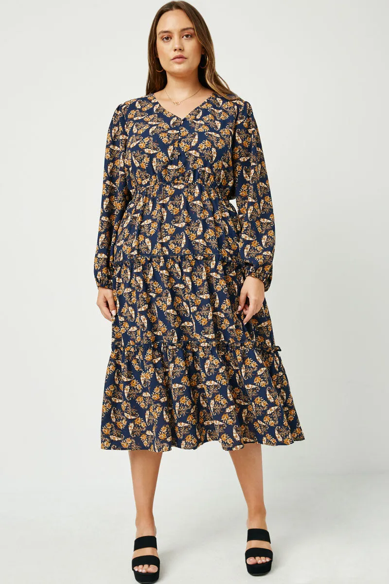 Womens V Neck Floral Paisley Print Long Sleeve Dress sold by Hayden product image thumbnail 2