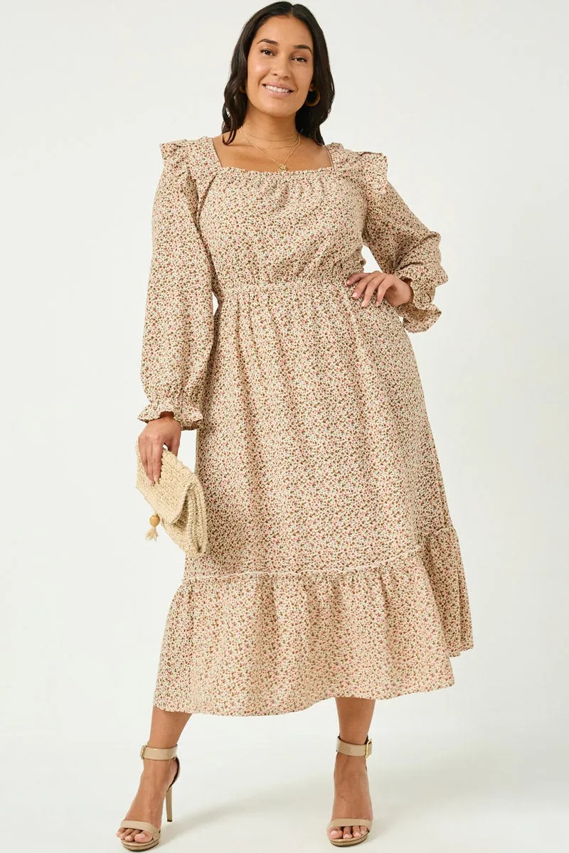 Womens Ditsy Floral Squared Ruffle Neck Long Sleeve Dress sold by Hayden product image thumbnail 2