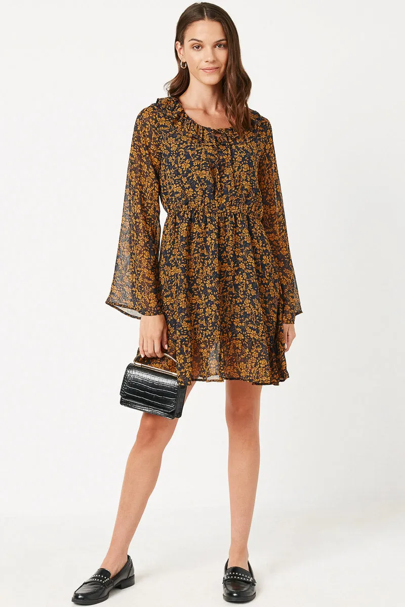Womens Ruffle Collar Long Sleeve Chiffon Dress sold by Hayden