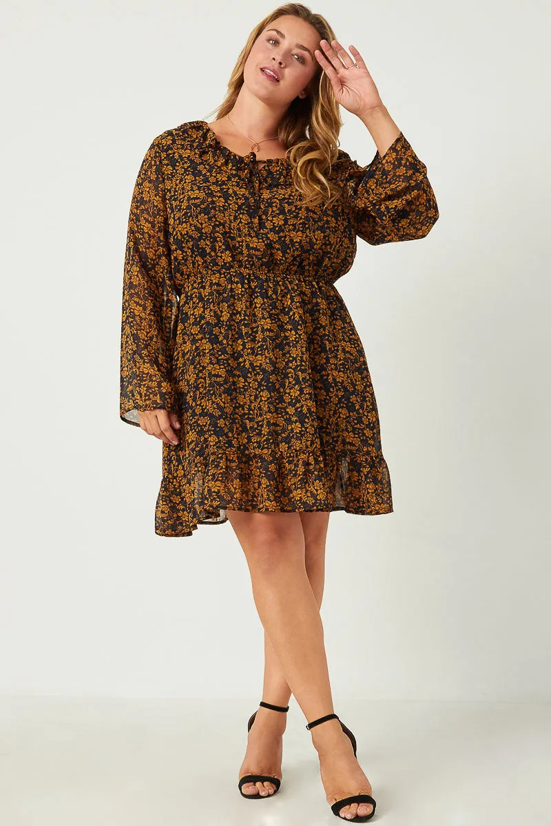 Womens Ruffle Collar Long Sleeve Chiffon Dress sold by Hayden product image thumbnail 2