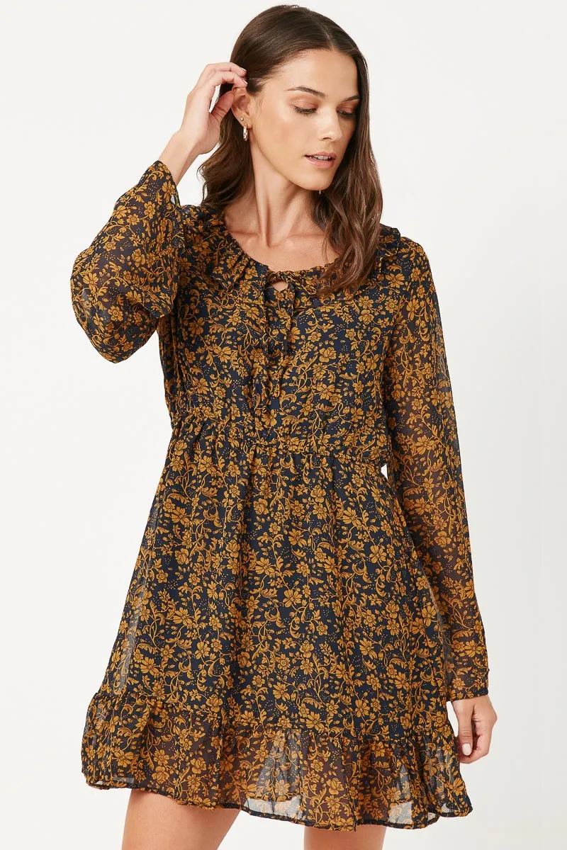 Womens Ruffle Collar Long Sleeve Chiffon Dress sold by Hayden product image thumbnail 3