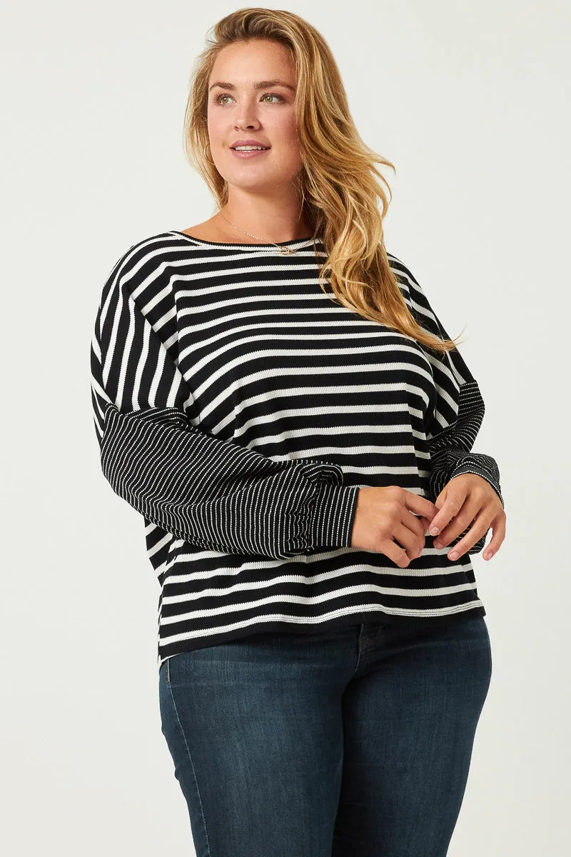 Womens Contrast Stripe Sleeve Textured Knit Top sold by Hayden product image thumbnail 5