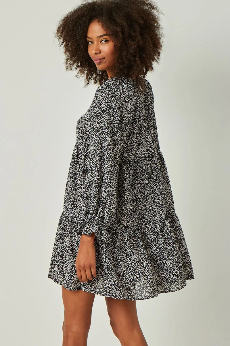 Womens Ditsy Floral Tie Neck Long Sleeve Dress sold by Hayden product image thumbnail 5