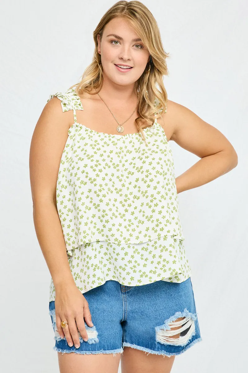 Womens Floral Pleated Strap Layered Tank sold by Hayden product image thumbnail 5