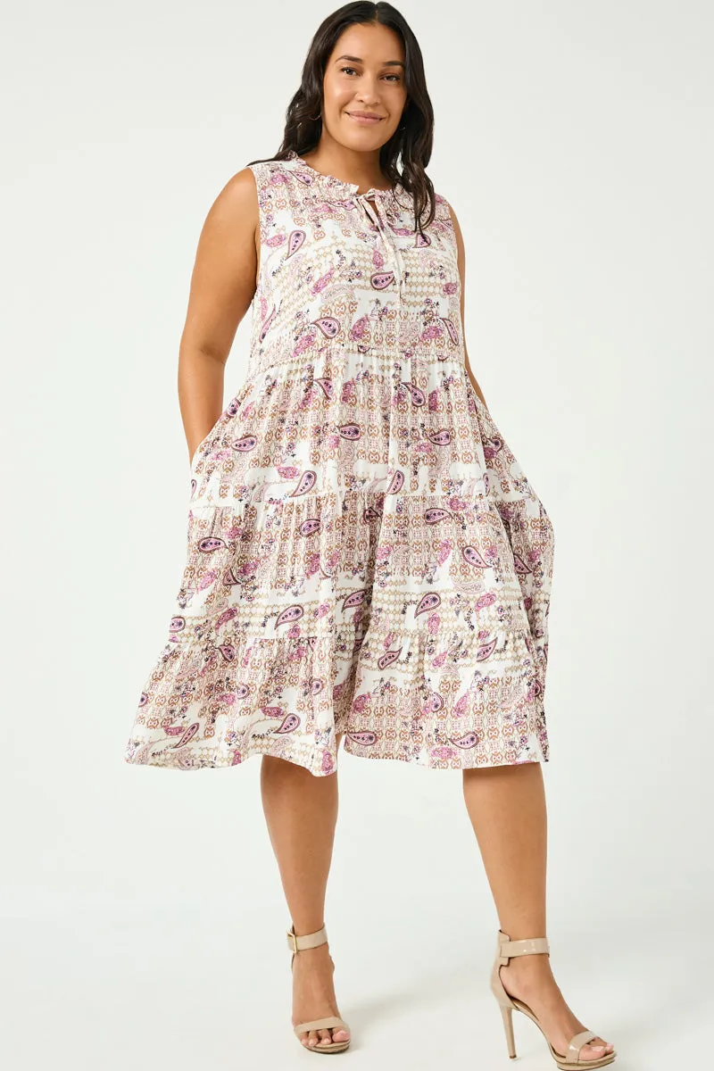 Womens Paisley Print Ruffle Neck Sleeveless Dress sold by Hayden product image thumbnail 2