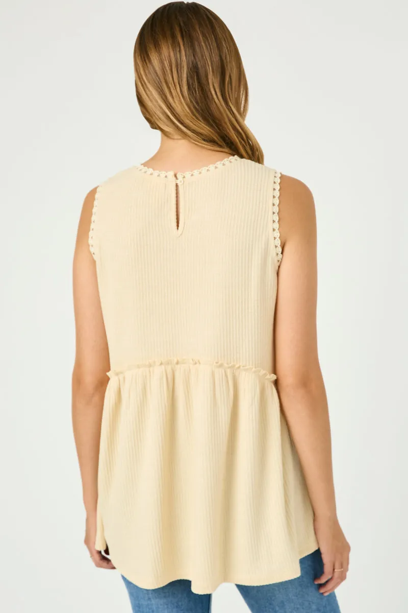Womens Sleeveless Ribbed Knit Crochet Trim Tank sold by Hayden product image thumbnail 4