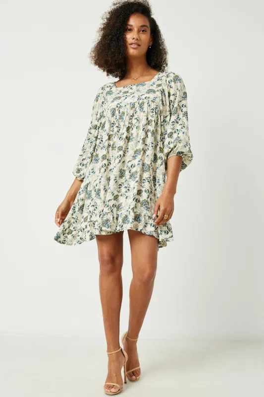 Womens Balloon Sleeve Ruffle Hem Tunic Dress made by Hayden