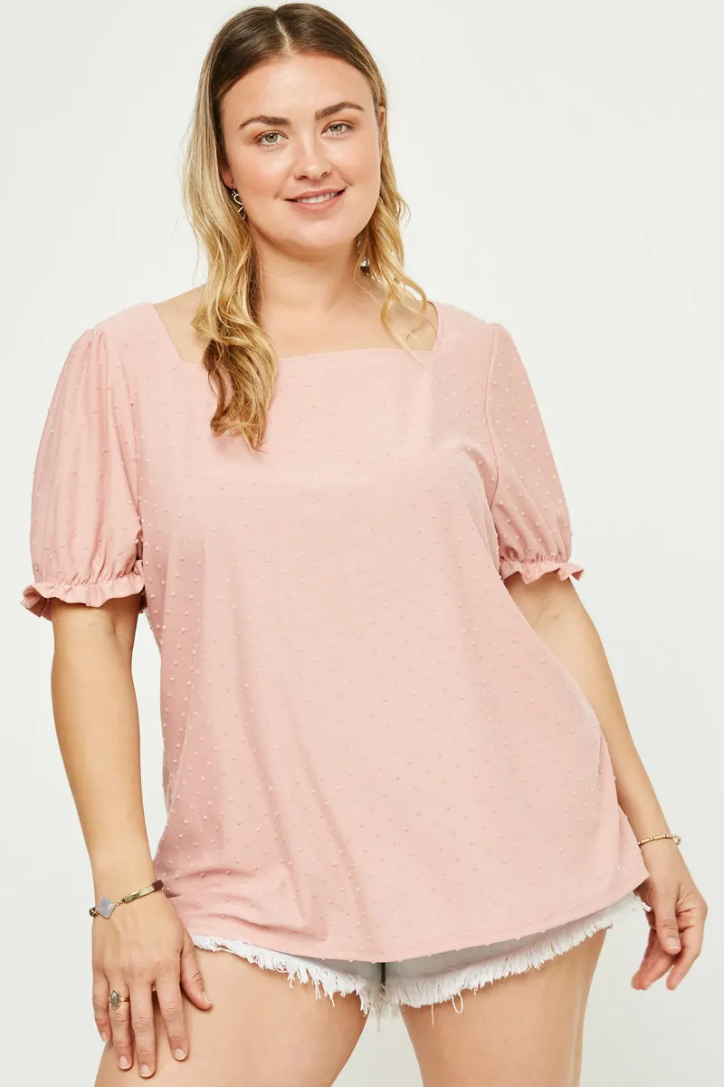 Womens Square Neck Swiss Dot Knit Top sold by Hayden product image thumbnail 2