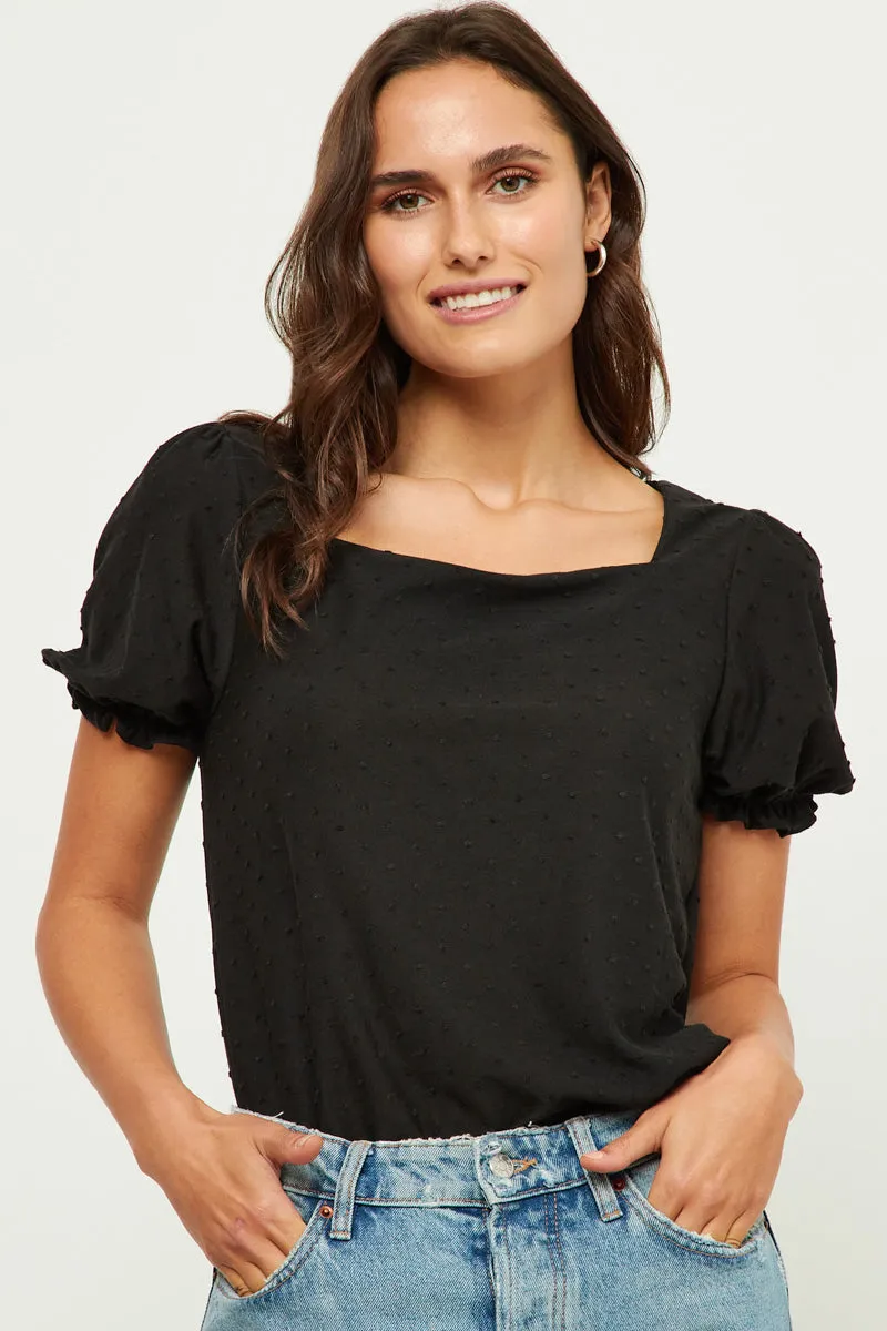 Womens Square Neck Swiss Dot Knit Top sold by Hayden product image thumbnail 3