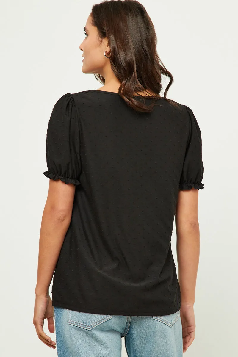 Womens Square Neck Swiss Dot Knit Top sold by Hayden product image thumbnail 4