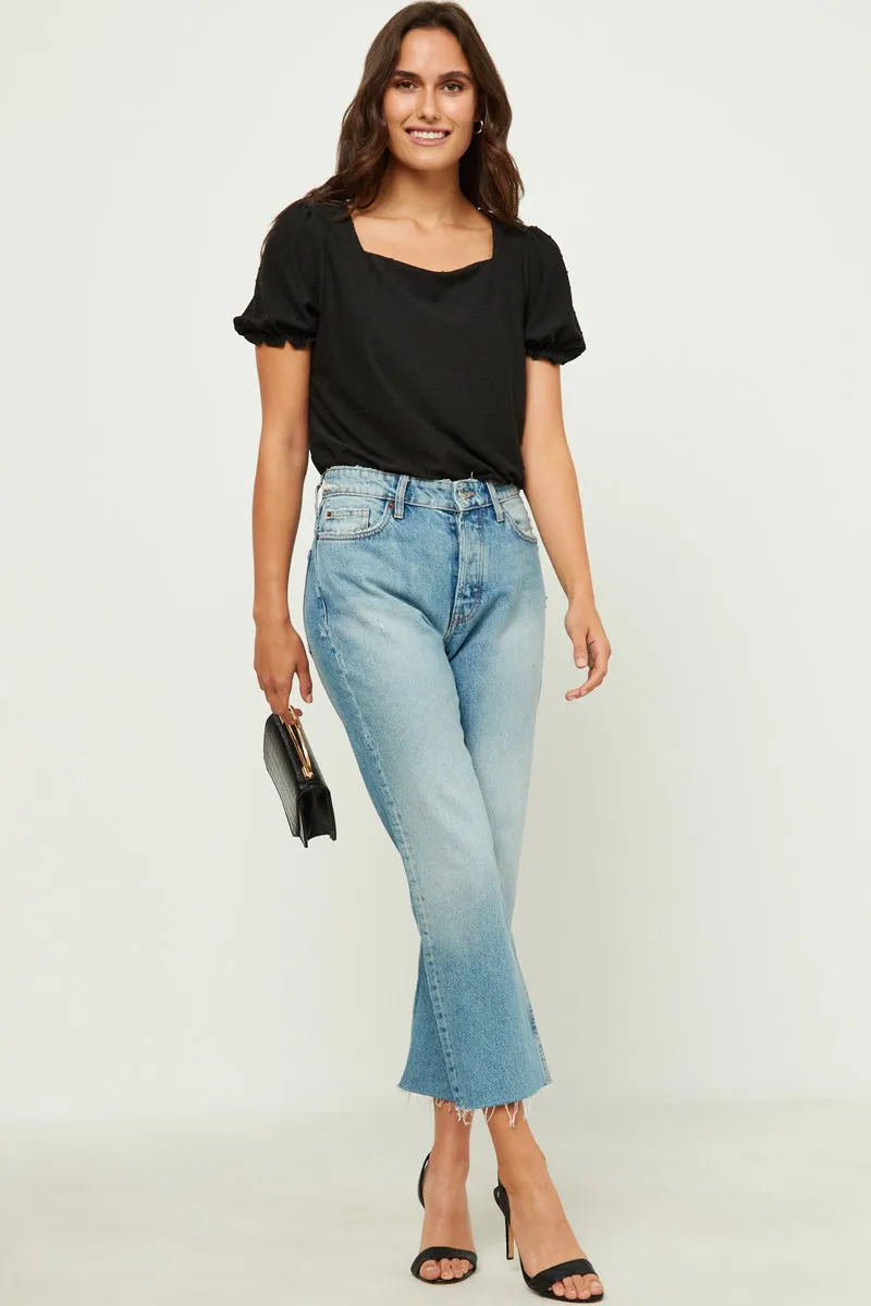 Womens Square Neck Swiss Dot Knit Top sold by Hayden