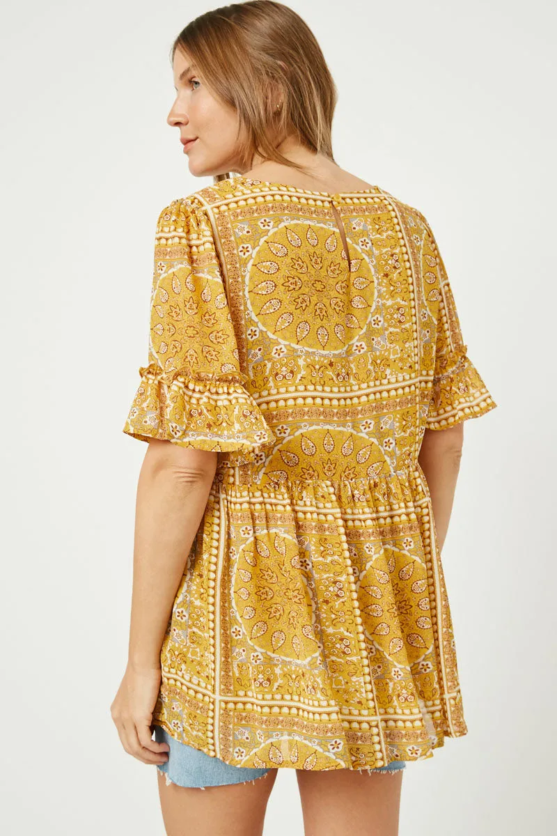 Womens Bandana Print Ruffle Sleeve Peplum Top sold by Hayden product image thumbnail 4