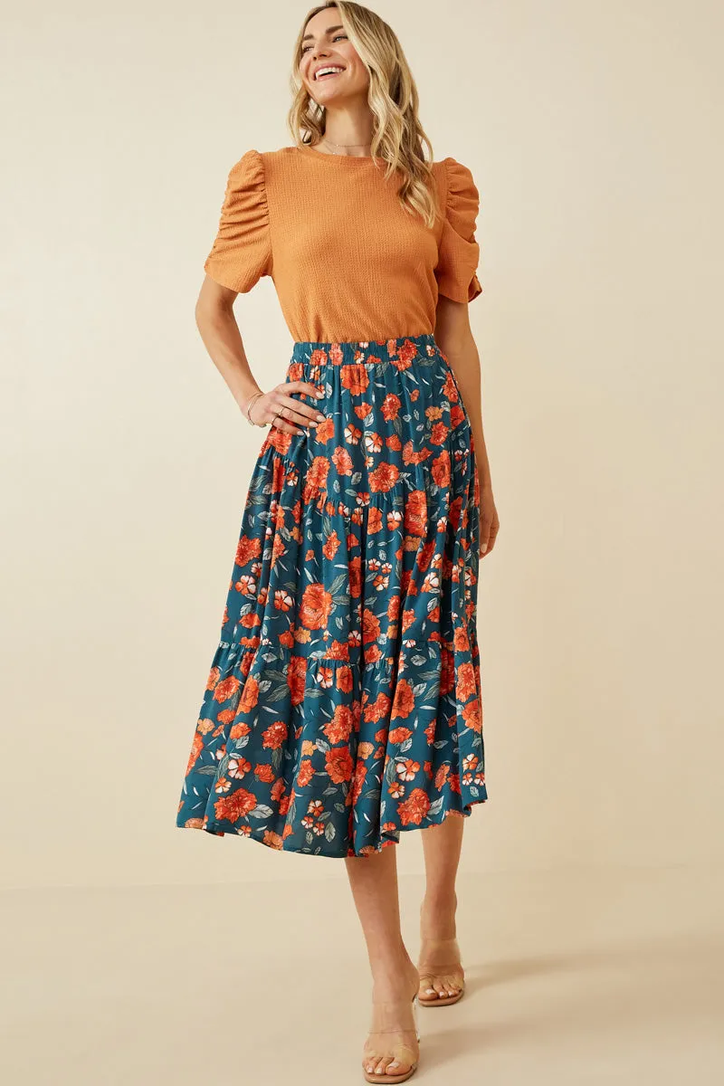 Womens Floral Elastic Waist Midi Skirt sold by Hayden product image thumbnail 4