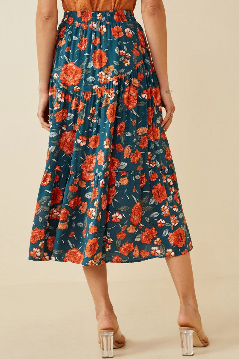 Womens Floral Elastic Waist Midi Skirt sold by Hayden product image thumbnail 3