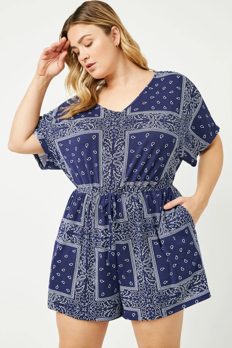 Womens Bandana Print Pocket Knit Romper sold by Hayden product image thumbnail 5