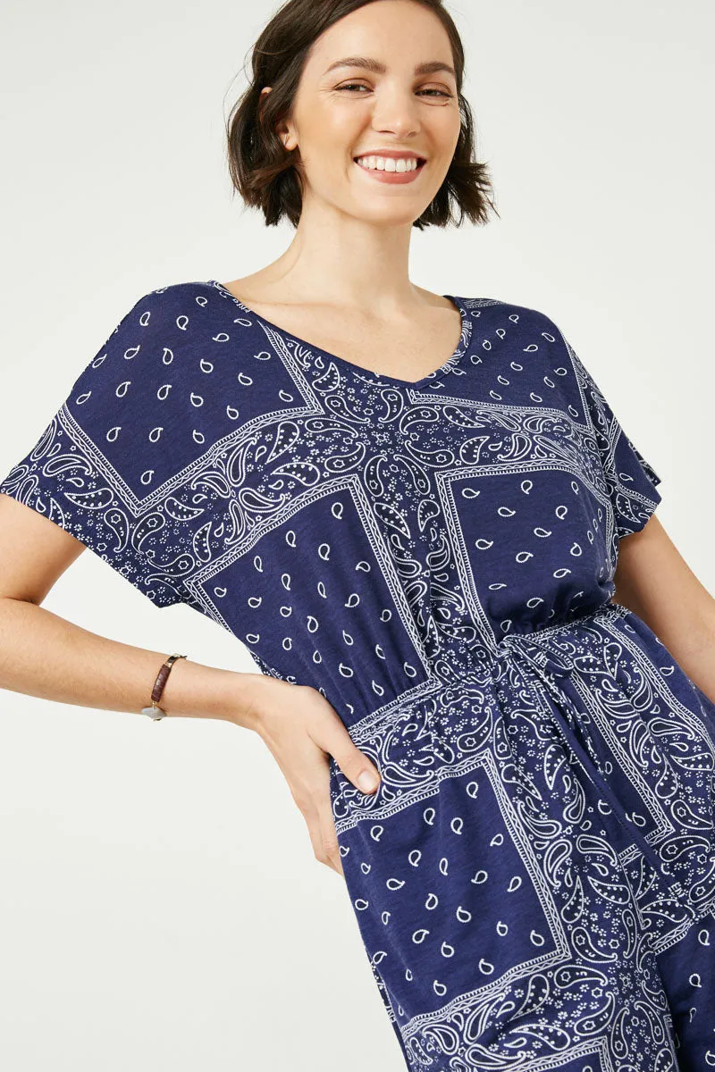 Womens Bandana Print Pocket Knit Romper sold by Hayden product image thumbnail 4