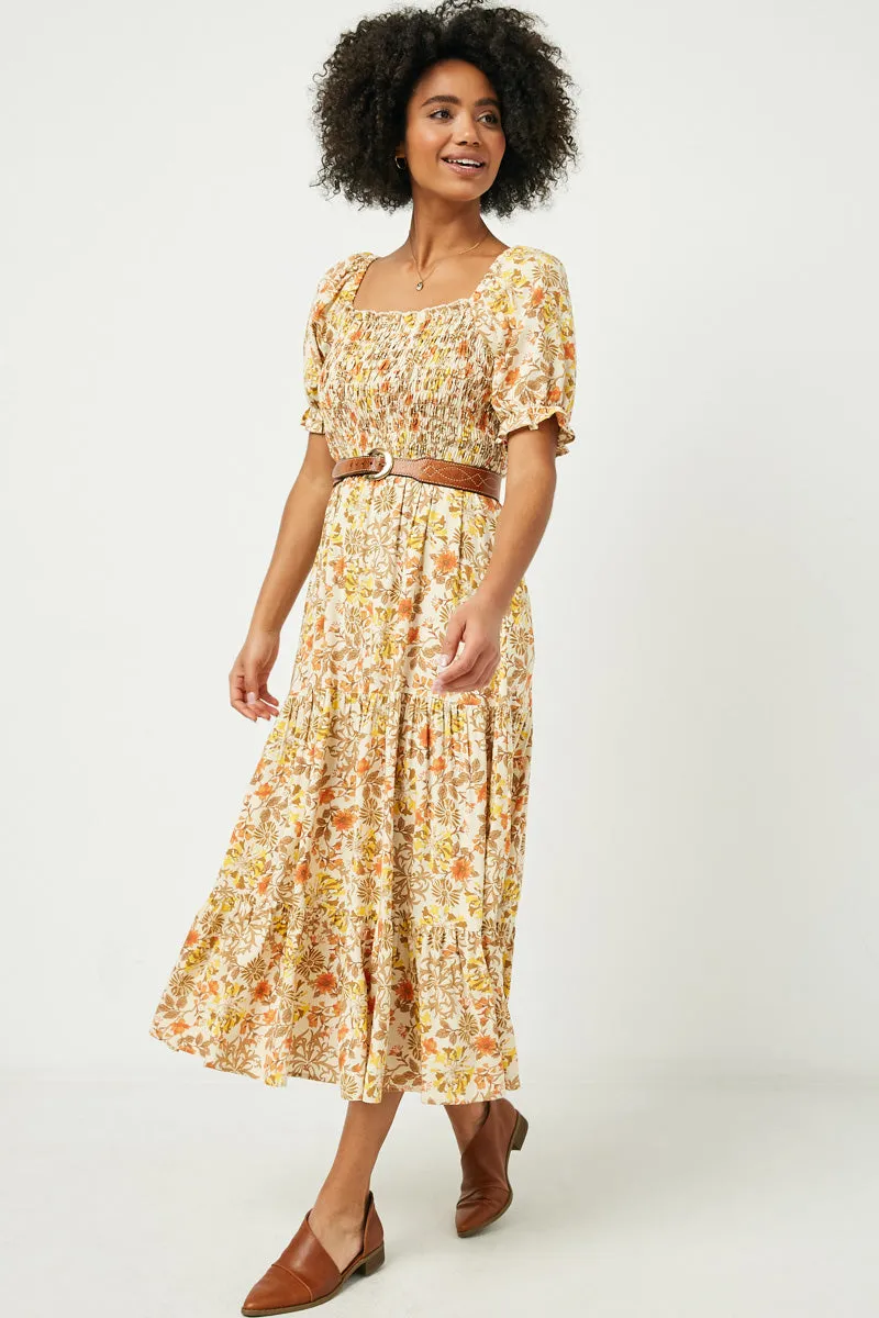 Womens Square Neck Puff Sleeve Smocked Midi Dress sold by Hayden product image thumbnail 5