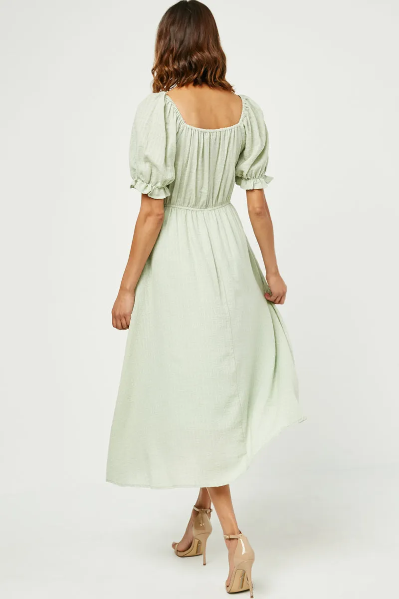 Womens Textured Smocked Bodice Puff Sleeve Midi Dress sold by Hayden product image thumbnail 4