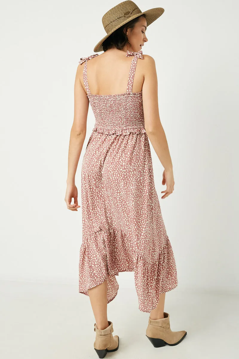 Womens Tie Shoulder Smocked Ruffle Detail Midi Dress sold by Hayden product image thumbnail 4