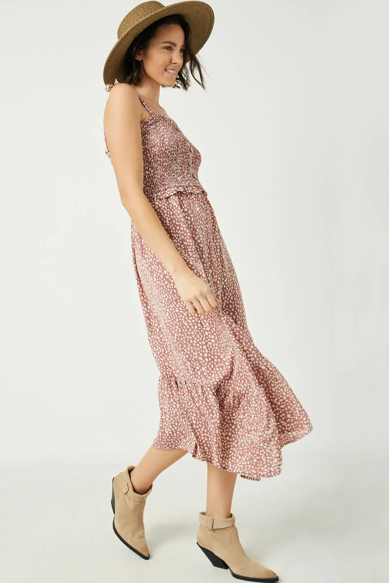 Womens Tie Shoulder Smocked Ruffle Detail Midi Dress sold by Hayden product image thumbnail 5