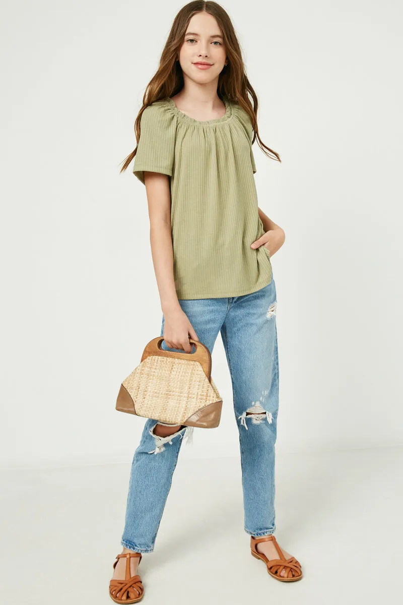 Ruffled Wide Neck Ribbed Knit Top sold by Hayden product image thumbnail 2