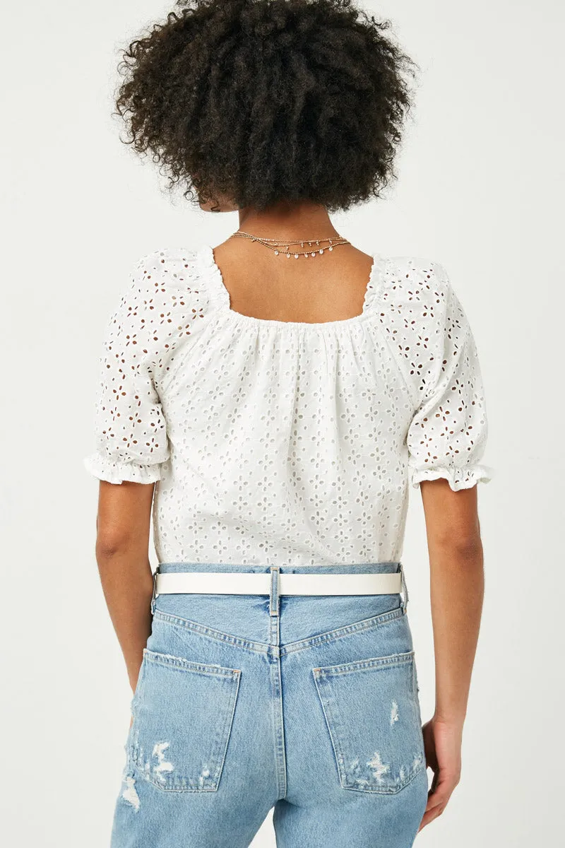 Womens Eyelet Puff Sleeve Square Neck Top sold by Hayden product image thumbnail 4