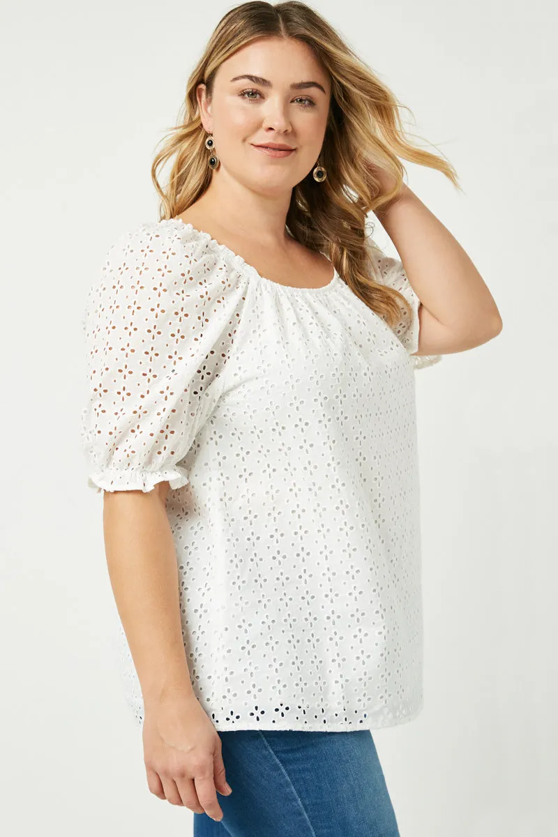 Womens Eyelet Puff Sleeve Square Neck Top sold by Hayden product image thumbnail 2