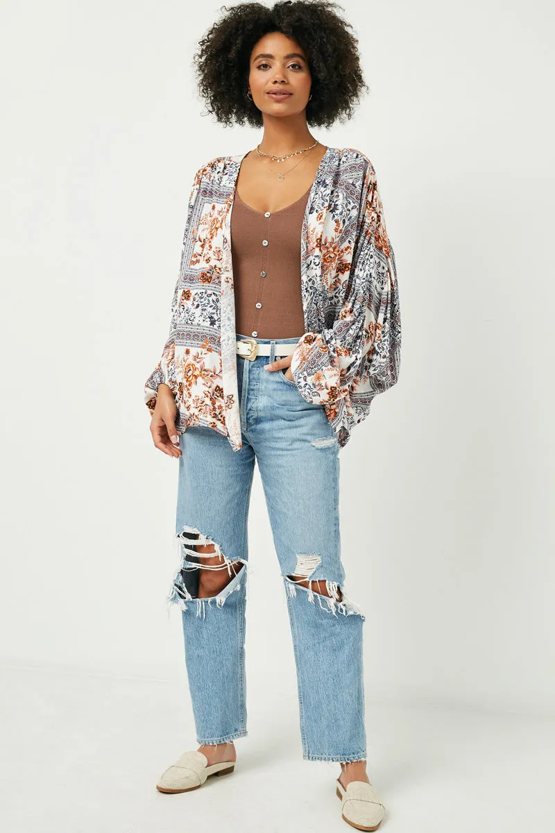 Womens Patchwork Printed Ruched Cardigan sold by Hayden product image thumbnail 5