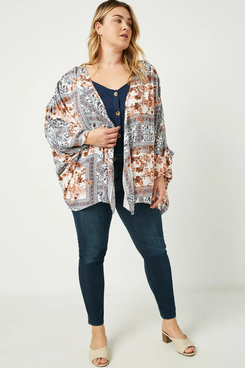 Womens Patchwork Printed Ruched Cardigan sold by Hayden product image thumbnail 2