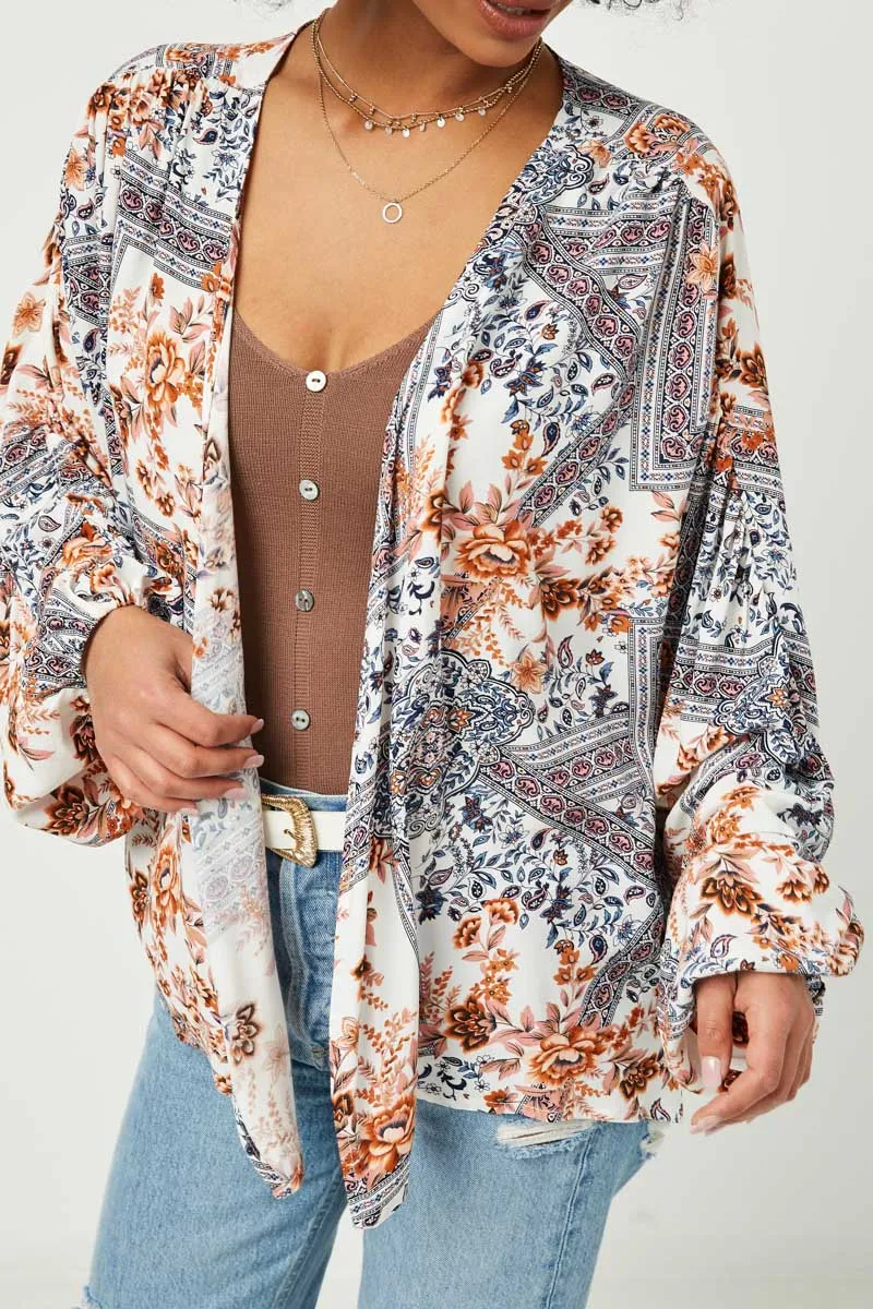 Womens Patchwork Printed Ruched Cardigan sold by Hayden product image thumbnail 3