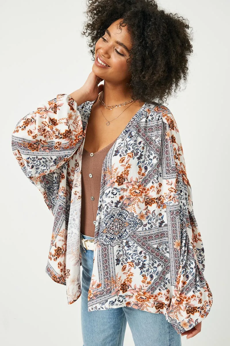 Womens Patchwork Printed Ruched Cardigan sold by Hayden