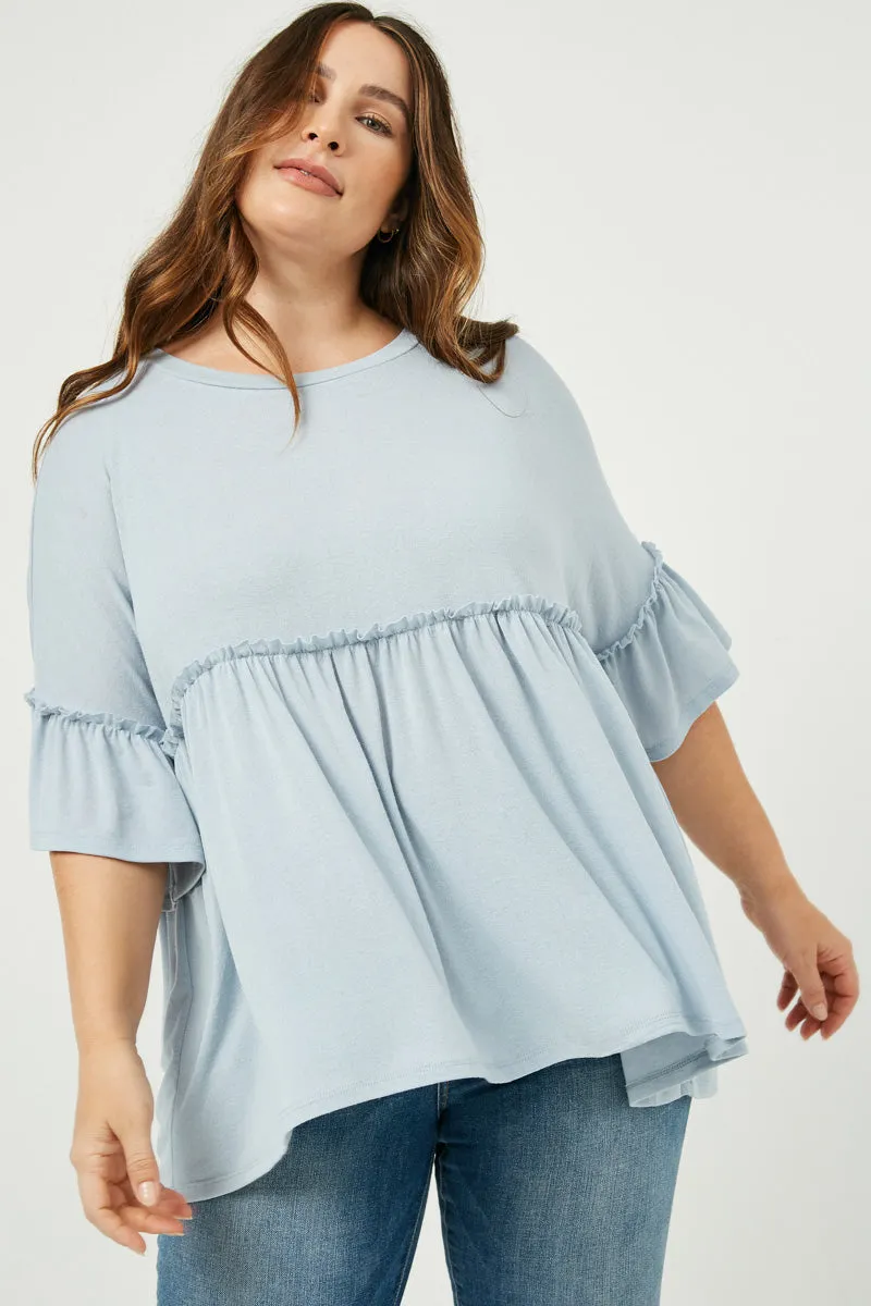 Womens Ruffle Detail Peplum Knit Top sold by Hayden product image thumbnail 5