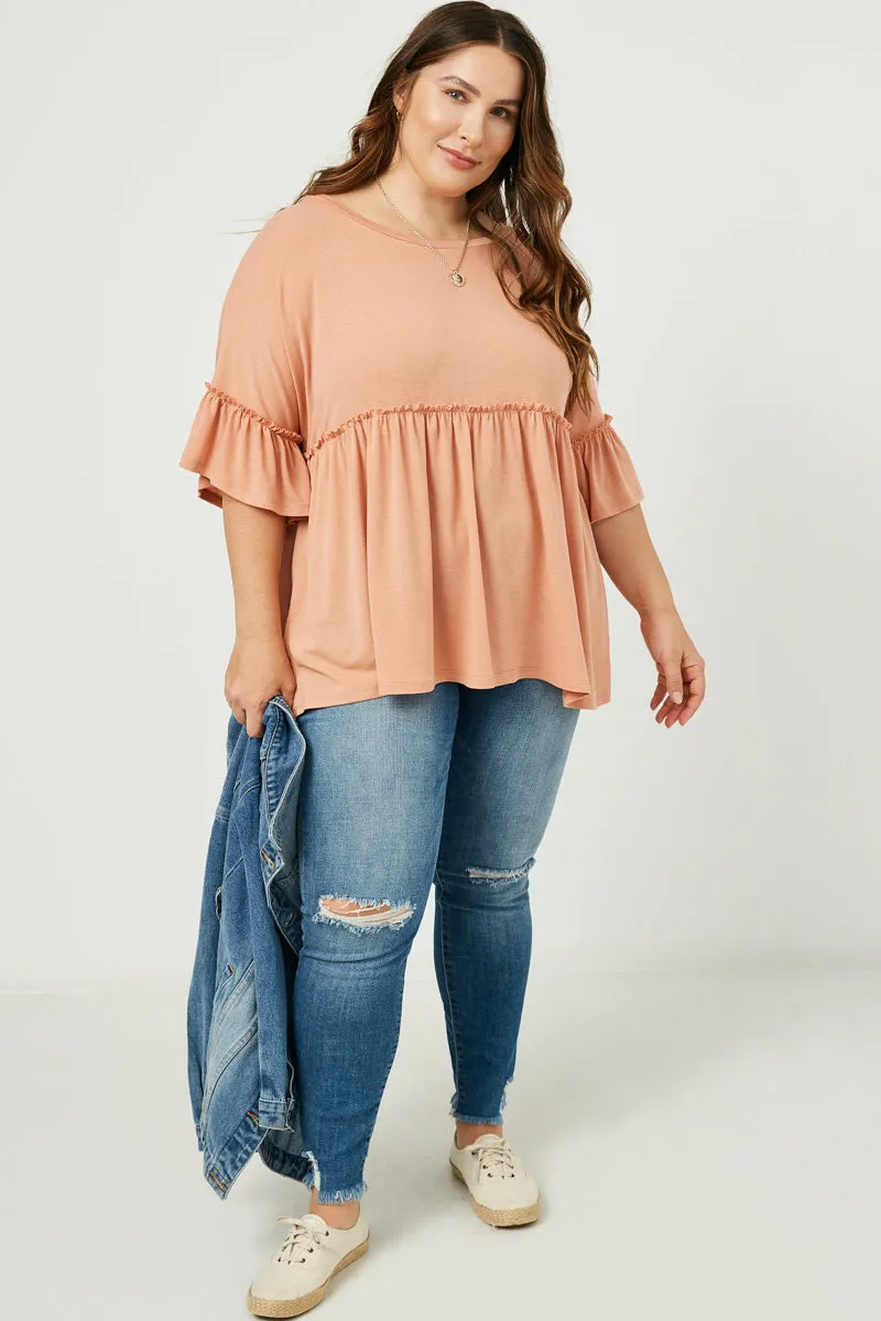 Womens Ruffle Detail Peplum Knit Top sold by Hayden product image thumbnail 2