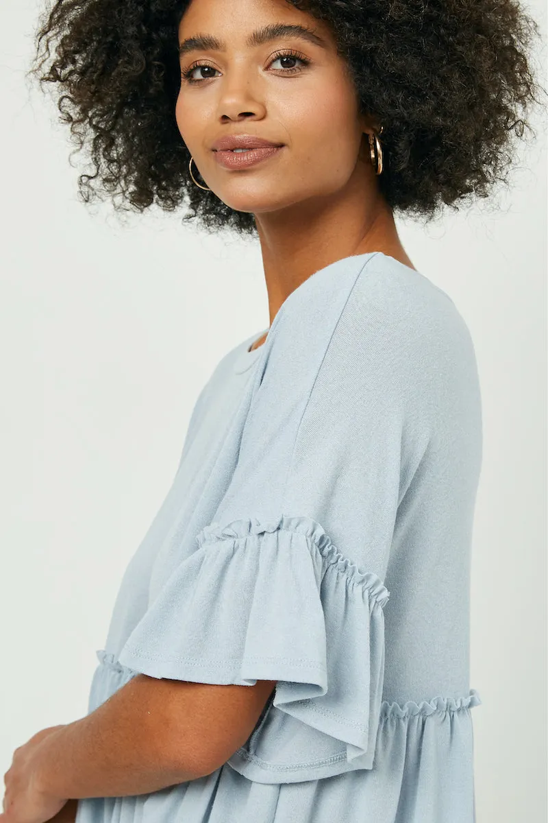 Womens Ruffle Detail Peplum Knit Top sold by Hayden product image thumbnail 4